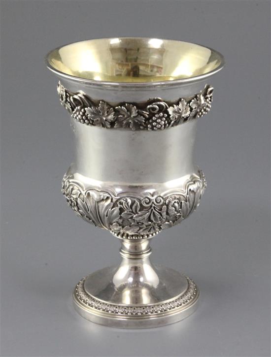 A George IV silver vase shaped pedestal goblet, 13.5 oz.